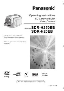 Panasonic SDR H 20 manual. Camera Instructions.